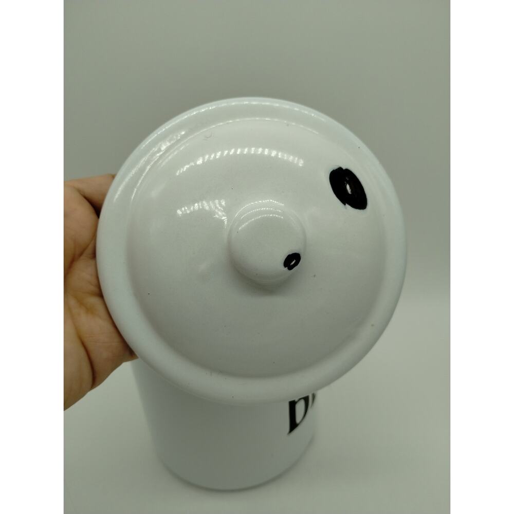 Vintage Looking White Enamel Bean Pot with Lid Farmhouse - Picture 5 of 9